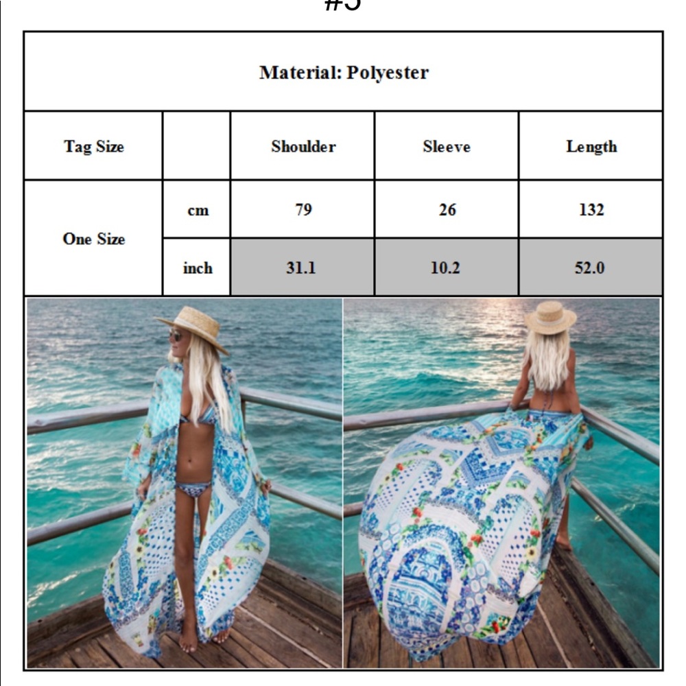 Ciao Bella Maxi Kimono Coverup Duster Swim Blue - Picture 3 of 8